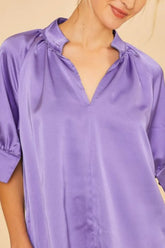 Multi Color Printed V-Neck Open Woven Blouse Top Annie Wear